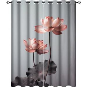 AEMYSKA Roze Lotus thermisch geïsoleerde kamer verduistering slaapkamer gordijnen hedendaagse natuur plant foto's print doorvoertule venster gordijn panelen/gordijnen 106 x 137 cm