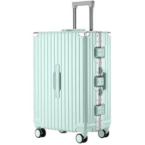 Koffer Multifunctionele reiskoffer met aluminium frame, stille wielen, wachtwoord, zakelijke bagage op wielen (Color : Mint Green Solid Alu, Size : 20 Inches)
