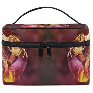 Vrouwen Wing Paard Kunst Cosmetische Tas Organizer Rits Make-up Tassen Pouch Toilettas