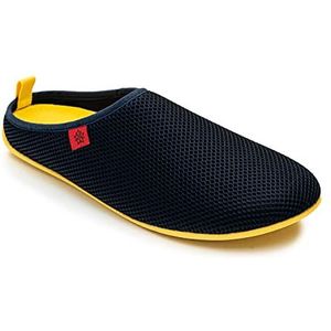 Andrés Machado Sloffen Dames/Sloffen Heren - DYNAMIC - SOMMER – sloffen/pantoffels – uitneembare binnenzool - Marine blauw/geel, EU 41