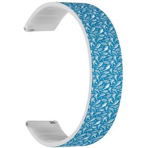 RYANUKA Solo Loop band compatibel met Ticwatch Pro 3 Ultra GPS/Pro 3 GPS/Pro 4G LTE / E2 / S2 (Cute Dolphins) quick-release 22 mm rekbare siliconen band band accessoire, Siliconen, Geen edelsteen