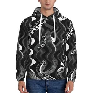 Evengigy Zwart Wit Slang Huid Patroon Print Heren Fleece Hooded Hoodie Met Pocket Outfits Grappige Hooded Sweatshirt Trui, Zwart, XS