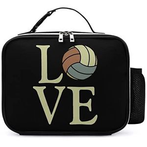 Volleybal Liefde Draagbare Geïsoleerde Lunch Tassen Box Tote Volwassenen Koeltas voor Mannen & Vrouwen Werk Picknick