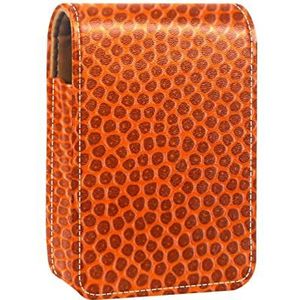Basketbal oranje lipgloss houder lippenstift case draagbare make-up tas reizen lippenstift organizer case met spiegel mini lippenstift opbergdoos voor vrouwen