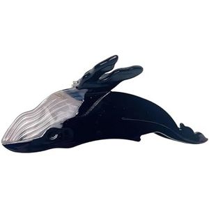 Blauwe vinvis haarklauw haarclips for dames Populaire haarvangsten Dierenhaarclip Leuke zeedierenklauwclips (Color : A7-44-6(Black))