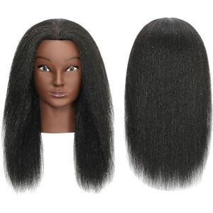 14 inch gouden mannequin hoofd cosmetologie pop oefenhoofd for kapper oefen vlechten haarstyling(Black C)