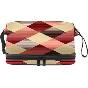 Grote capaciteit reizen cosmetische tas, nobele Royal Stewart Tartan, make-up tas, waterdichte make-up tas organisator, Meerkleurig, 27x15x14 cm/10.6x5.9x5.5 in