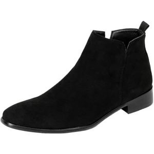 Chelsea Boots Casual Slip On Ankle Waterproof Mens Boots Men's Suede Chelsea Boots (Color : Black-A, Size : EU 45)