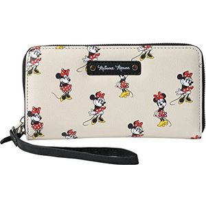 Disney Portemonnee Polsbandje Mickey Minnie Mouse Winnie Poeh Rits Clutch Faux Leer, Minnie Mouse Crème
