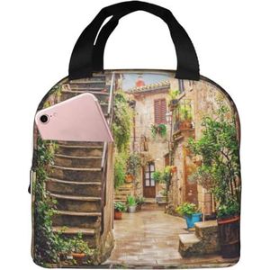 EdWal Lunchbox met Italiaanse print voor dames en heren, herbruikbare lunchtas geïsoleerd, voor werk, reizen, picknick