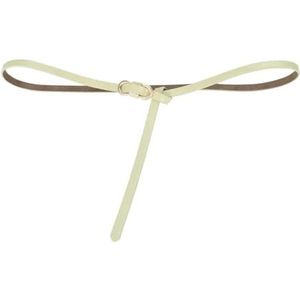 Dames leren dunne tailleband zonder gaten, decoratieve riem met, twee lagen(10001- Light Green)