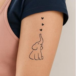 Olifant tattoo – Temporalis® | Tijdelijke tatoeages voor vrouwen & mannen – Nep tattoo vegan & waterbestendig – EU-cosmetica – Blijft 1-2 weken [ Tatoeage Verliefde Olifanten ]