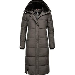 MARIKOO Reliziaa Lange winterjas voor dames, warme gewatteerde jas, met afneembare capuchon, XS-XXL, antraciet, S