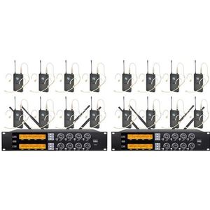 Draadloze intercoms, Professionele UHF draadloze microfoon 8-kanaals handmicrofoon Lavalier-microfoon Stage Performance conferentiemicrofoon(Blue)