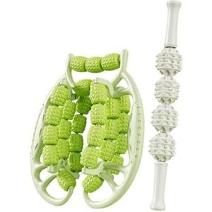 2 x massagerollen voor spierfascia, schuimrubberen massagestaaf, voor spieren, armen, nek, yoga, roze (groen)