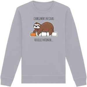 Sweatshirt voor onderweg – uniseks – bedrukt in Frankrijk – 100% biologisch katoen – cadeau voor grappige dieren, Grijs, S