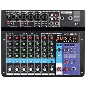 Audio DJ-mixer 8-kanaals Professionele Draagbare Mixer Luidsmixconsole Computeringang 48 V Vermon Modelnummer Podcast-apparatuur
