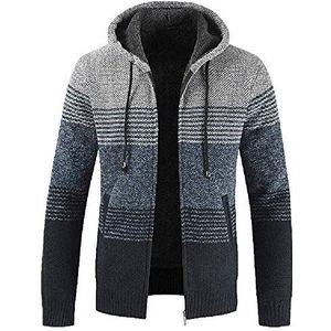 PRJN Heren herfst en winter verdikking mannen gebreide trui heren vest kleur bijpassende casual trui heren herfst winter mode patckwork capuchon rits jas, F-blauw, XL