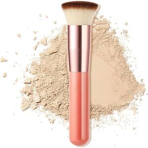 Xuxuejing Foundation Brush voor vloeistof, platte top Kabuki Foundation Tools Concealer professionele make-up borstels voor crème poeder blush en concealer, roze