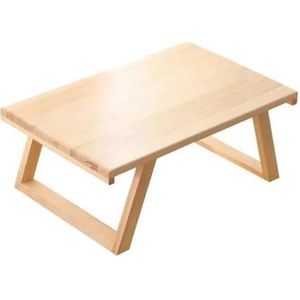SWHSWQ Rechthoekige theetafel, massief houten opvouwbare vloertafel, Japanse lage tafel, echt hout, afgerond en gepolijst, nauwgezette afwerking, L50/60/70/80 cm, B30/40 cm, H30 cm