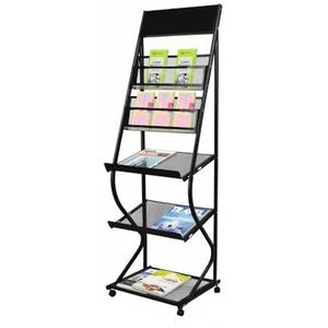 Tijdschriftenrek, Opvouwbare tijdschriftenhouder for op de vloer - kranten- en archiefstandaard met twee functies voor boeken, brochures, tijdschriften, kranten, strips(Black)