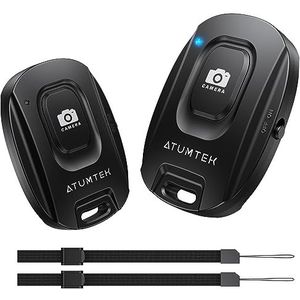ATUMTEK Bluetooth 5.2 Camera Remote Shutter – Selfie Afstandsbediening voor iPhone & Android Smartphones – 2 Pack Draadloze Fotoknop met Polsbandje – Ideaal voor Reizen & Feestjes – Zwart