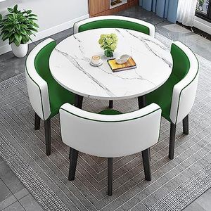 FZDZ Keuken ontbijt bar tafel en stoel set, eetkamer ronde tafel zachte rugleuning stoel moderne stijl meubels koffie keuken, ruimtebesparende meubels kantoor conferentie tafels (kleur: groen en wit)