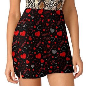 Love Hearts Dames Skorts Hoge Taille Tennisrok Gelaagde Korte Mini Rok Culottes Skorts Met Zakken 2XL