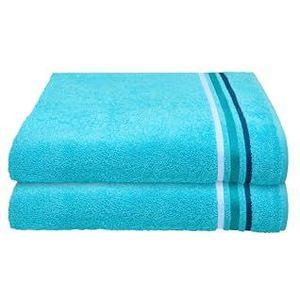 Schiesser Handdoek Skyline Color - 100% Katoen - Set van 2 badhanddoeken - Goed absorberende badlaken set - 70 x 140 cm - Turquoise