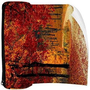 Potlood Case Pen Tas Houder met Rits Coin Organizer Tassen Make-up Cosmetische Pouch voor Vrouwen Tiener Meisjes Jongens Kinderen, Herfst Herfst Oranje Natuur