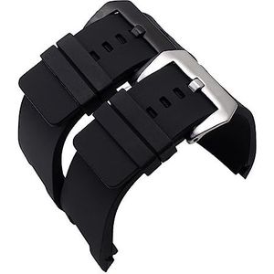 Waterdichte Band 32x17mm Zwart Rubber Horlogebandje Met Roestvrij Stalen Gesp Horlogeband Mannen Gewijd for DZ1215 for 1216 Armband (Color : Black, Size : 32-17mm silver clasp)