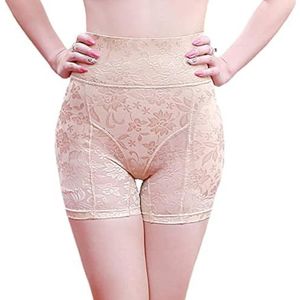 Sodacoda Dames billen en heupen push-up buikweg korsetbroek met kant - dikke vulling, beige, S