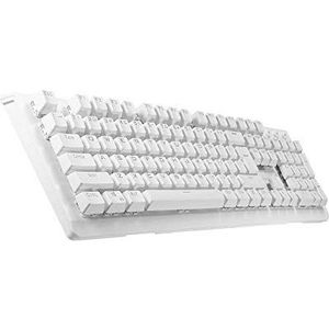 Gamingtoetsenbord, USB mechanisch gamingtoetsenbord met RGB-achtergrondverlichting, blauwe schakelaar, 104 toetsen, waterdicht en wit