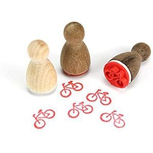 Stemplino® Ministempel - motief: fiets - 12 mm diameter - houten stempel kinderen stempel Bullet Journal stempel met fiets motief fiets stempel