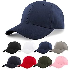 KELOYI Baseballpet voor dames en heren, 100% katoen, eenheidsmaat, hoeden, verstelbare, ademende, sportieve zonnepetten, Donkerblauw, Eén Maat