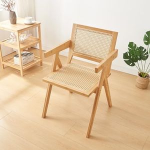[en.casa] Bamboe eetkamerstoel Asikkala keukenstoel rotan stoel in natuurlijk design voor woonkamer eetkamer keuken 79x50x50 cm