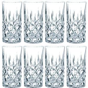 Nachtmann Noblesse Longdrinkglazen set, 8-delige set, waterglas, sapglas, kristalglas, hoogte 14,8 cm, 375 ml