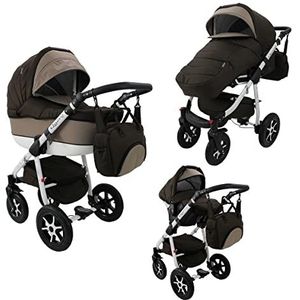Kinderwagen voor grote ouders, babyzitje en Isofix, keuze uit QueroLen door Saintbaby Brown 3-in-1 met babyzitje