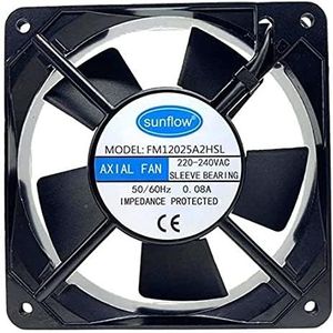 LMNCBVYA FM12025A2HSL Sunflow 120mm Cooling Fan - 220-240V, 0.08A, 12025 Fan for PC and Electronics Cooling