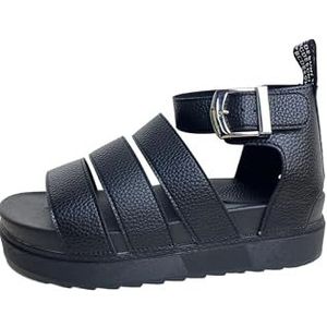 Divadames Gladiator platte sandalen voor dames, open teen, zomerstijl, Zwart, 36 EU