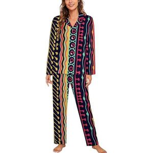 Tribal Vintage Etnische Lange Mouw Pyjama Sets Voor Vrouwen Klassieke Nachtkleding Nachtkleding Zachte Pjs Lounge Sets