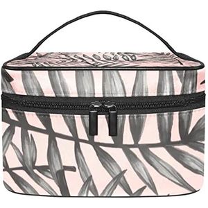 Make-up Organizer Bag, Travel Makeup Bag Organizer Case Draagbare Cosmetische Tas voor Vrouwen en Meisjes Toiletries Roze Palm, Meerkleurig, 22.5x15x13.8cm/8.9x5.9x5.4in
