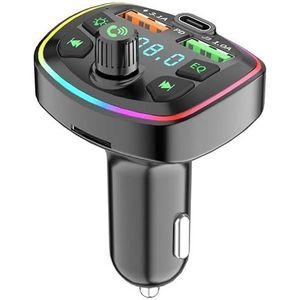 Bluetooth FM-zender voor auto, draadloze autoradio-adapter USB-C PD + dubbele USB-oplader voor mobiele telefoon tablet