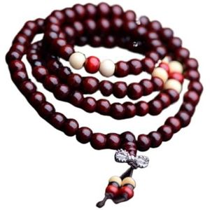 Armbanden, gebedskralen, 1 Pc Natuurlijke Sandelhout Boeddhistische Boeddha Rozenkrans Armbanden for Mannen Vrouwen 108 Gebedskralen Armbanden-Rood (Kleur: Rood) (Kleur: Rood)