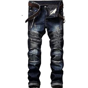 Liuhond Skinny Slim Fashion Heren Ripped Rechte Gaten Hip Hop Biker Stretchy Jeans, 01 Blauw, 50