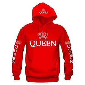 Paar bijpassende Hoodie King en Queen-Love Matching Letter Printing Hooded Sweatshirts - - M