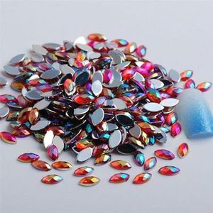 Een nagelsnoer, Acryl Paardenoog Platte Achterkant Strass DIY Decoratie Veelkleurig Meerdere Maten 100 Stuks(13 100Pcs,4x8mm)