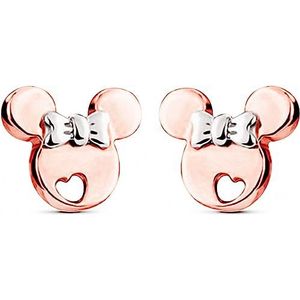 Kaguyo Minnie Mouse Earrings for Girls - Roségoud Verguld 925 Sterling Zilveren Kleine Schattige Mickey Mouse Stud Oorbellen voor Vrouwen Meisjes en Kinderen - Verjaardagscadeau (zilveren strik)