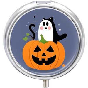 Ronde Pillendoos Schattig Eng Behang Gedrukt 3 Compartiment Kleine Pillen Case Draagbare Reizen Pil Container om Supplementen Vitamines Visolie Medicatie vast te houden