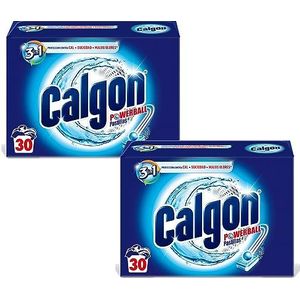 Calgon Powerball Ontkalkingstabletten voor de wasmachine, verwijdert geuren en vuil, in tabletformaat, 60 stuks (2 x 30 stuks)